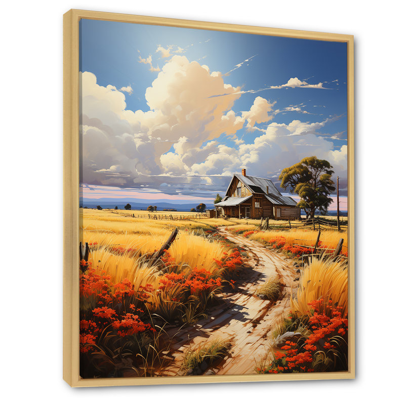 «Prairies Storm Farmhouse Unveilé», reproduction sur toile, Cadre naturel flottant, H 32 po x l 16 po x P 1 po