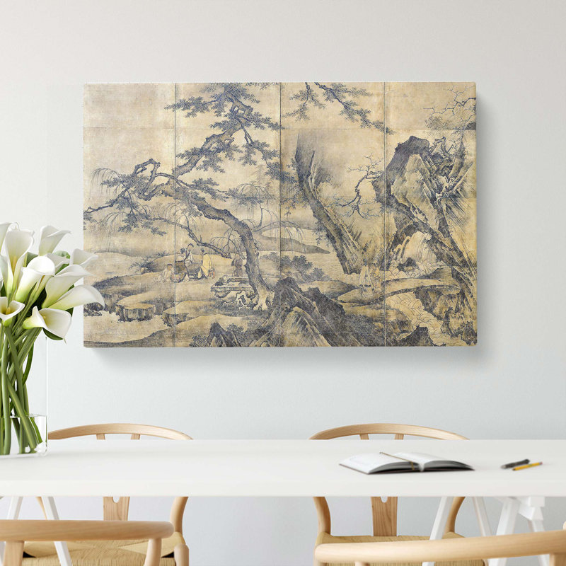 Four Accomplishments Vol.2 by Kano Motonobu - Wrapped Canvas, 35cm H x 50cm W x 3cm D