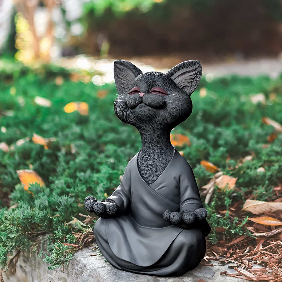 Happy Cat Buddha Garden Statue Trinx 