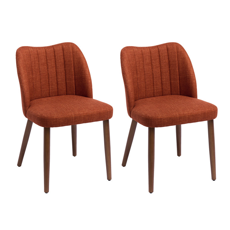 46.5cm H Fabric Upholstered Back Side Chair Solid Wood Dining Chair, Orange