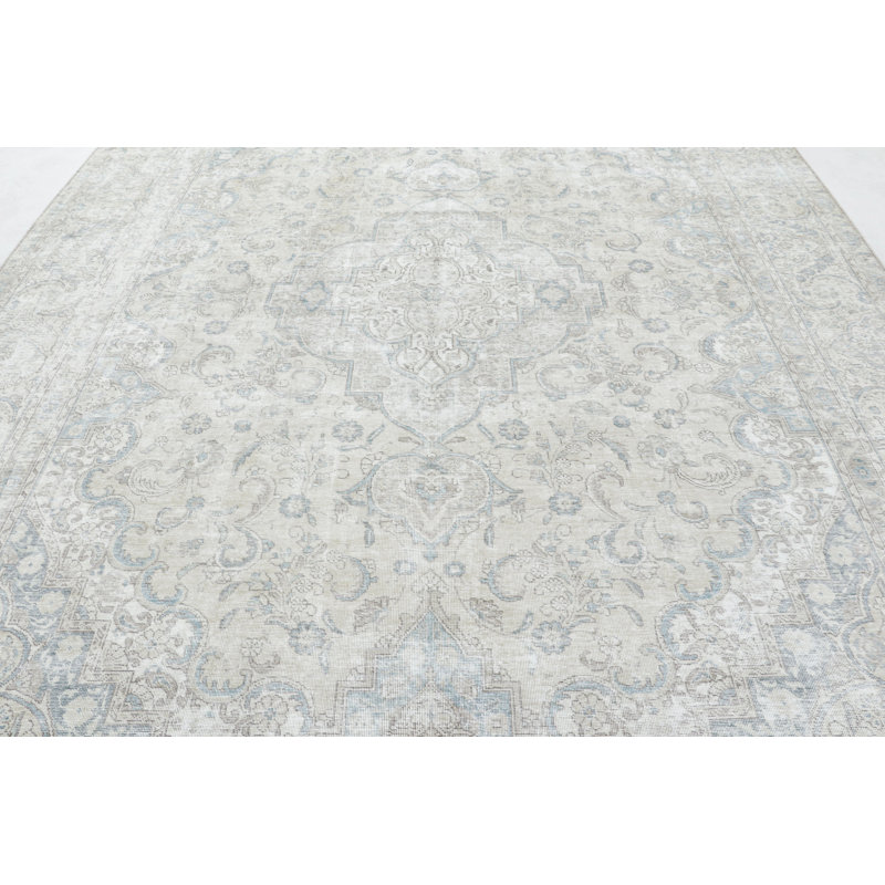 Distressed One-of-a-Kind 9'3X12'7 Hand Knotted Area Rug
