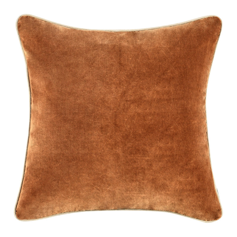 Harriet Cotton Throw Pillow, Square 22", Hazel Brown
