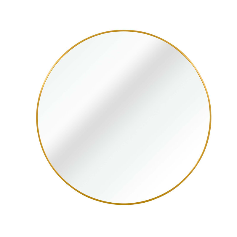 Hermien Aluminum Alloy Wall Mirror, Gold, 32" x 32", Round