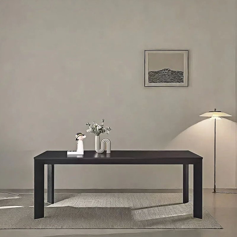 Table de salle à manger moderne en bois massif italien, H 29,52 po x L 86,61 po x l 31,49 po, Noir