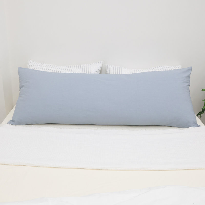 Housse de coussin Moomee 100% coton délavé doux et respirant, Bleu bleuet
