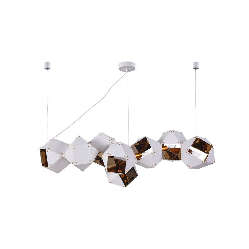 Modern 8 Light White Block Shade Chandelier