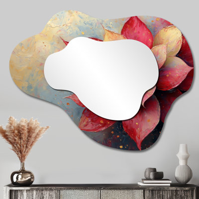 Abstrait Echeveria succulent - miroir asymétrique irrégulier, miroir mural traditionnel, imprimé sur métal