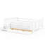 Lit double pleine grandeur pour enfant avec bibliothèque de rangement, tiroirs, escaliers et garde-corps, lit plateforme en bois massif, sans sommier, blanc-133338820-133338819