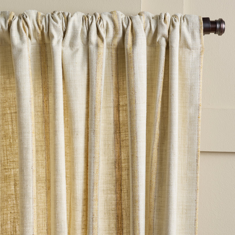 Rideau obscurcissant en polyester rayé, Beige clair / jaune
