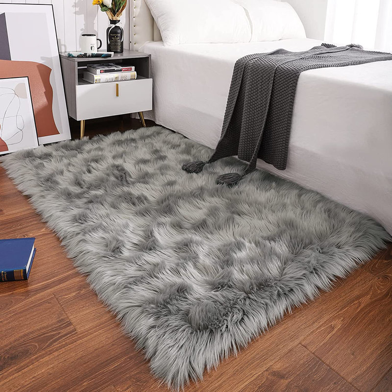 Gennine Faux Sheepskin Indoor Rug, Rectangle 3' x 4'