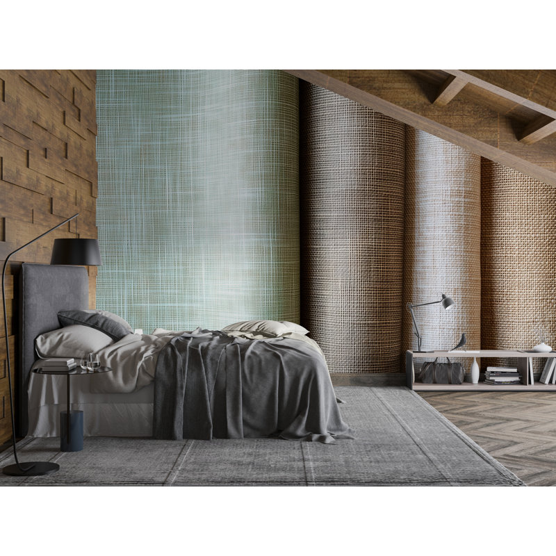 Papier peint texturé - Art mural de style toile de lin, L 145 po x l 100 po, Non tissé
