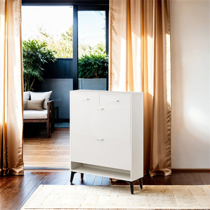 Armoire de rangement pour huit paires de chaussures, Blanc