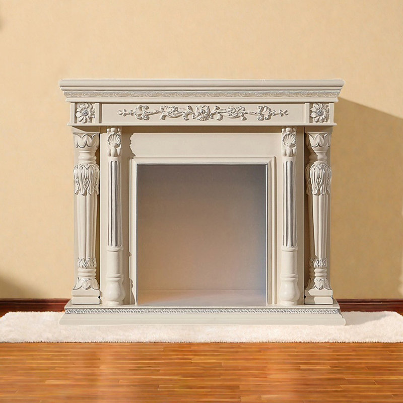 Cheminée rétro en bois massif, H 43,3 po x l 51,18 po x P 12,59 po