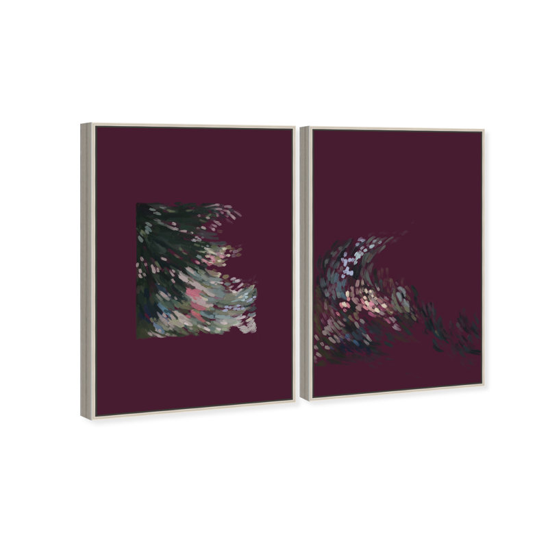 Delicate Spring Set Abstract Canvas Print by Oliver Gal, Black Frame, 10 x 15, 17"H x 25"W, Silver Floater Frame