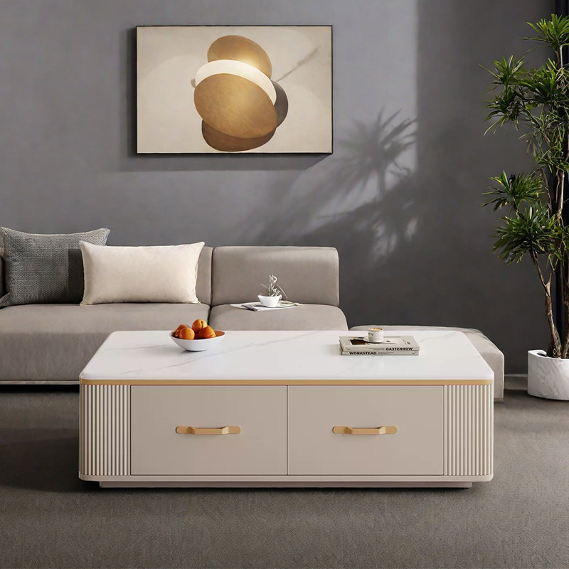 Nouvelle table basse sur pied en bois massif, Jaune, H 16,53 po x L 51,18 po x l 27,55 po