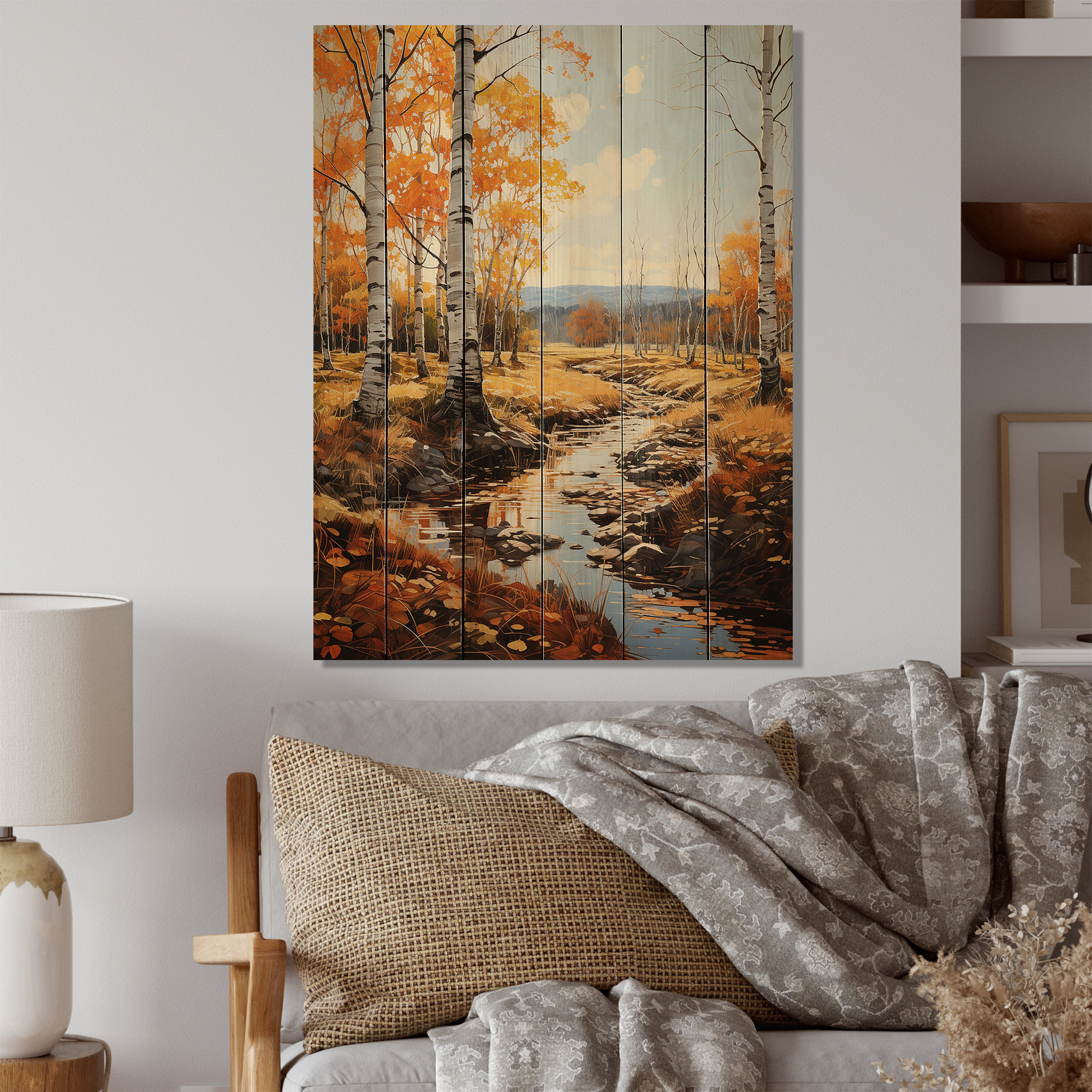 Millwood Pines Birch Woods Autumn Sonata II On Wood Print - Wayfair Canada