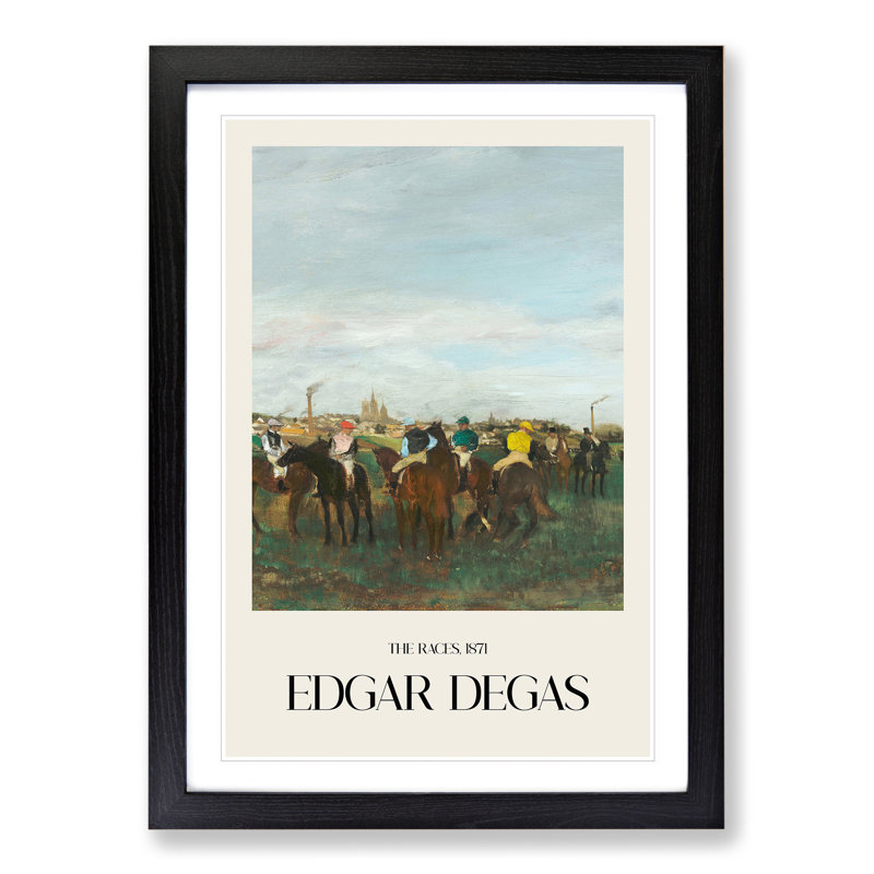 The Horse Races by Edgar Degas - Picture Frame Painting, 48cm H x 36cm W x 2cm D, Black Framed