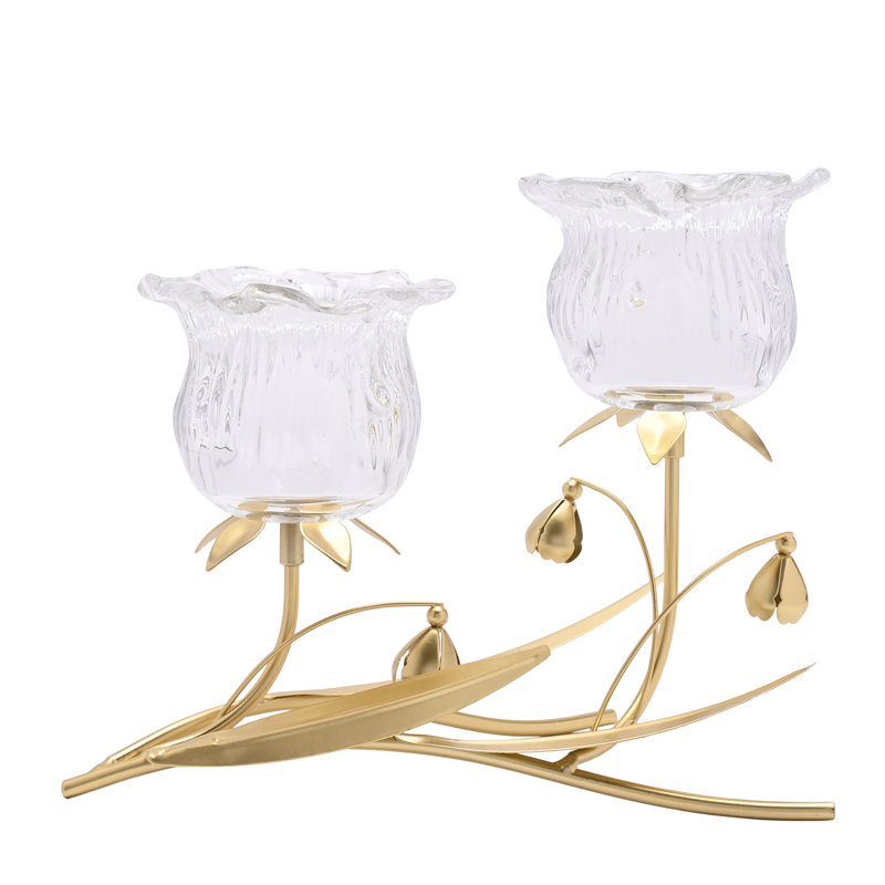 20.4Cm Glass Metal Tabletop Votive Holder