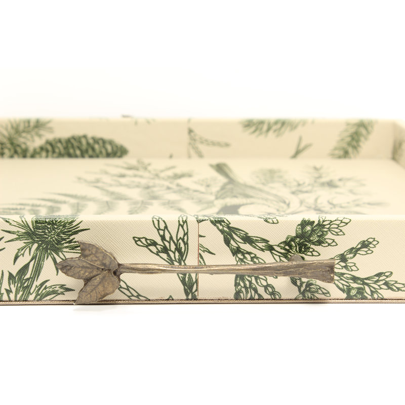 Beige Floral 16" Square Serving Tray