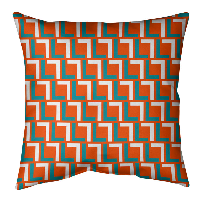 Housse de coussin Miami Football, 16 po x 1 po, Orange / vert / beige, Polyester sergé