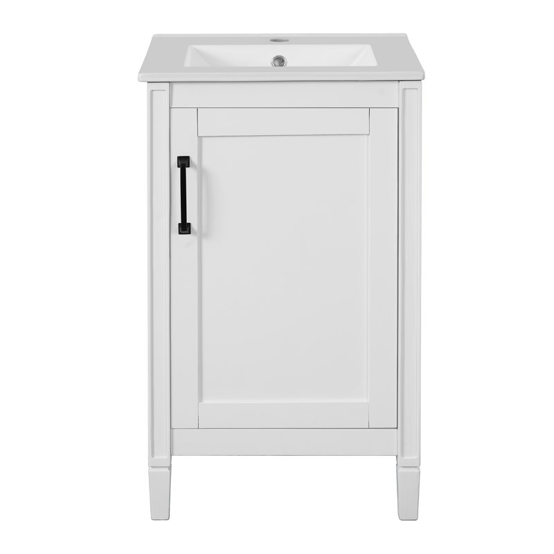 Meuble-lavabo 20 po avec comptoir en céramique, Blanc