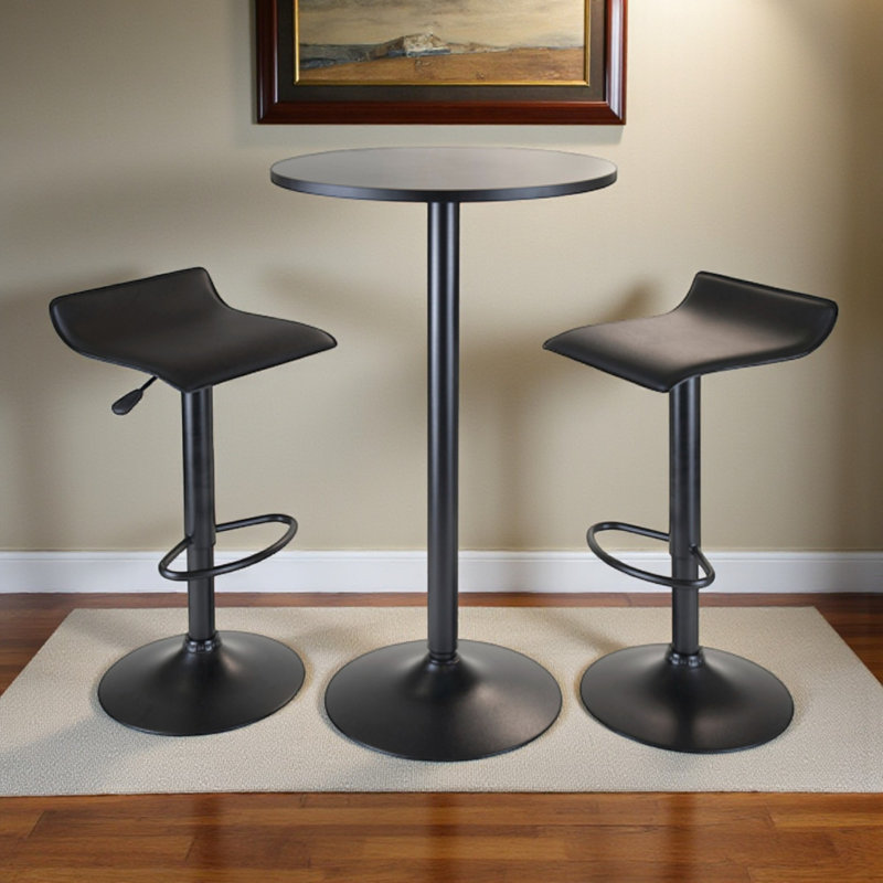 Moorehead 3-Piece Counter Height Dining Set in Black Finish, 33.3'' H X 15.1'' W X 15.1'' D