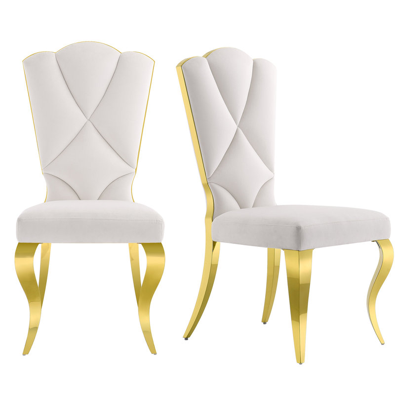 Chaise d'appoint Kemonta, Or, Blanc