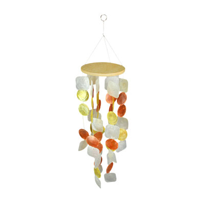 White Capiz Shell Mini Wind Chime Garden Patio Yard