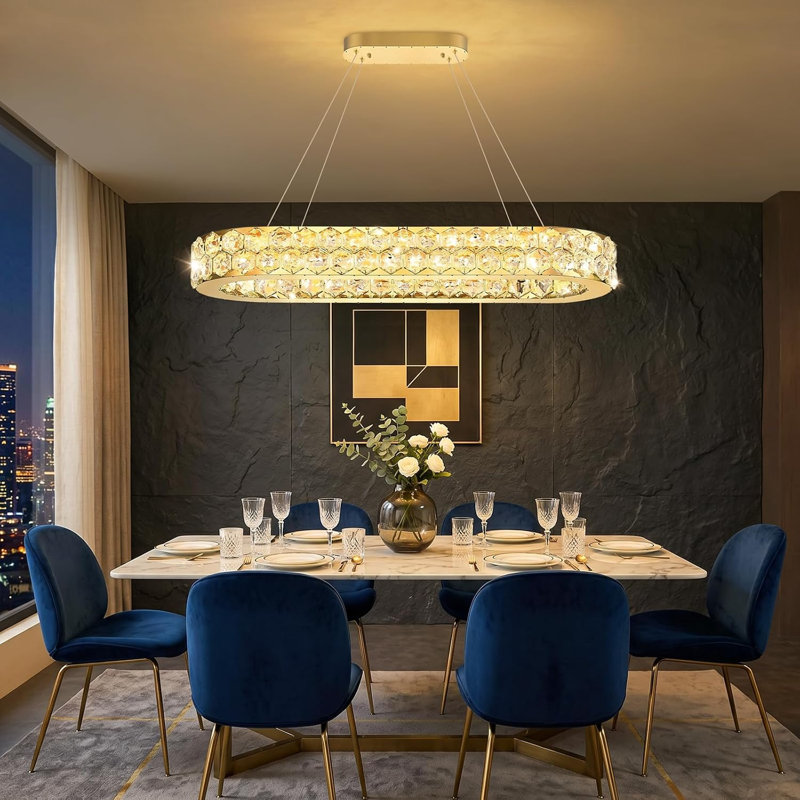 Lustre moderne pour salle à manger, Ovale 32 po, Doré