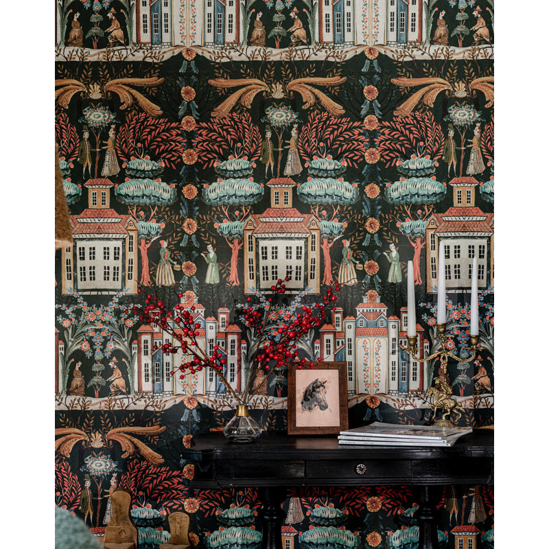 Tyrol Apres-Ski Home Wallpaper Roll, Blue/Red/Taupe/Turquoise