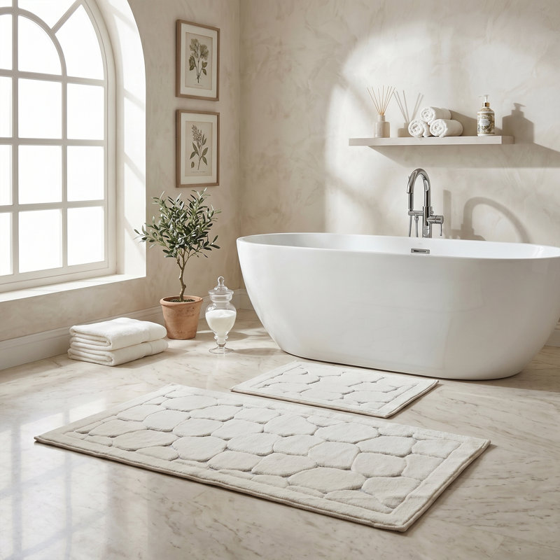 Ensemble de tapis de bain en coton 2 pièces Neutral Modern, Beige