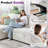 84" L-shaped Pull-out Sleeper Sofa With Storage Chaise, USB Charging Ports & Cup Holders,boucle White