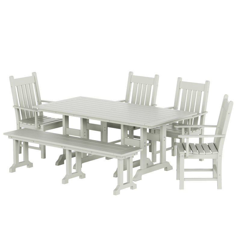 Laguna 6 - Person Patio Dining Set with Rectangular Table, Sand