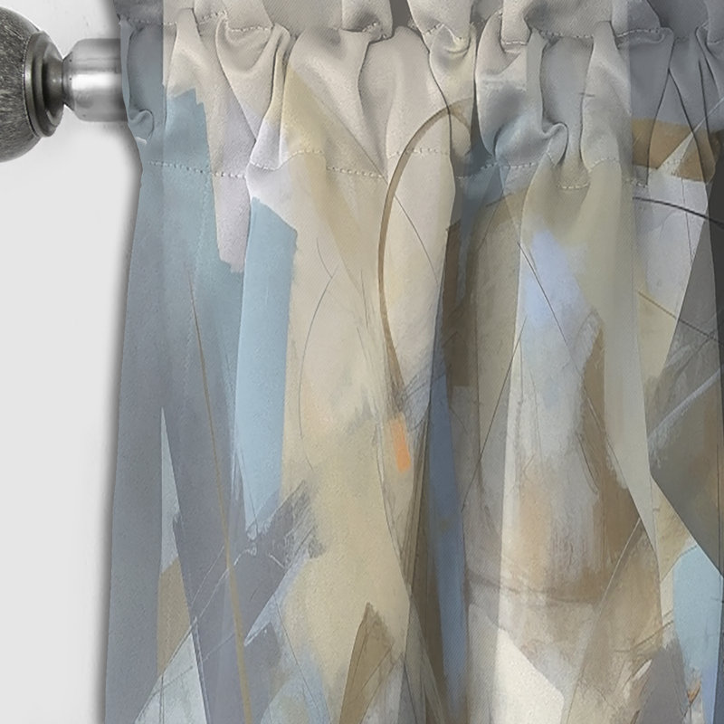 Rideau occultant abstrait beige et gris Unounded Creativité III - 1 panneau, L 52 po x L 108 po