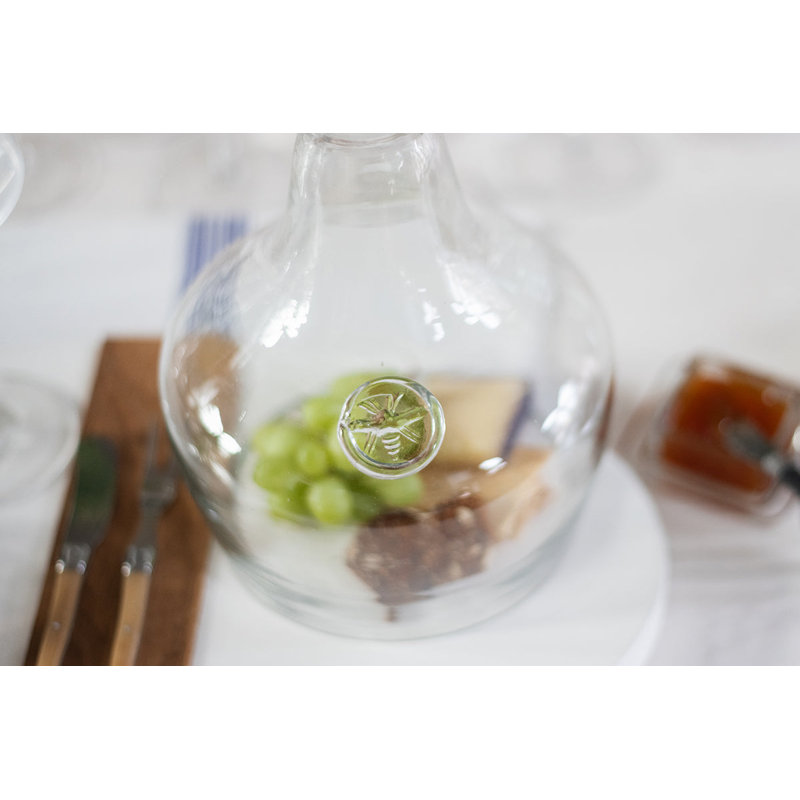 Glass Cloche Food Cover, Ring Handle, Small, Clear/Black