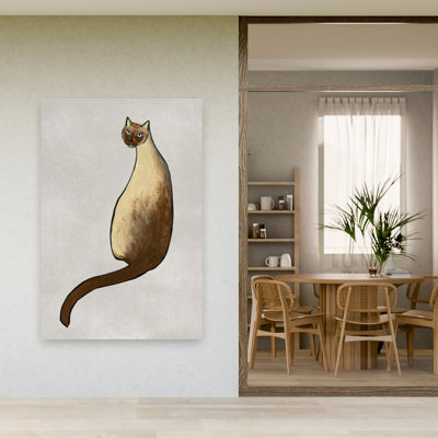 Art mural moderne gracieux chat siamois minimaliste