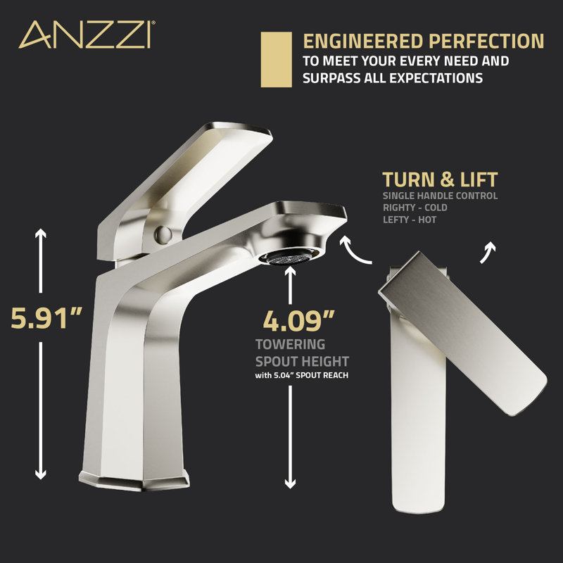 Single-Hole Single-handle Bathroom Faucet with Drain Assembly, Brushed Nickel