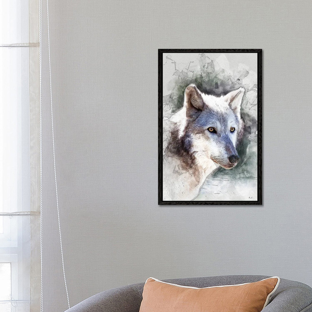 Grauer Wolf von Rob Francis - Galerie-verpackte Leinwand Giclée auf Leinwand