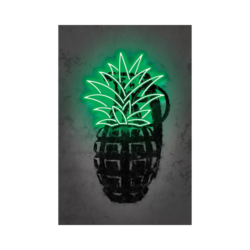 Impression d’art graphique, "Pineapple" par Octavio Mielu, Pas de tapis, H 40 po x l 26 po x P 1,5 po, Toile tendue