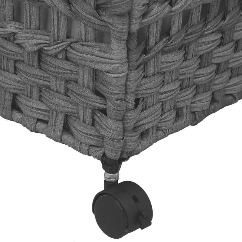  Laundry Basket With Wheels Rattan, Gray, 23.6" H x 26" W x 13.8" D