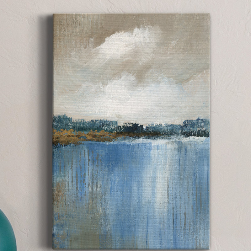 Vent et eau - peinture sur toile tendue, H 60 po x l 40 po x P 1 po
