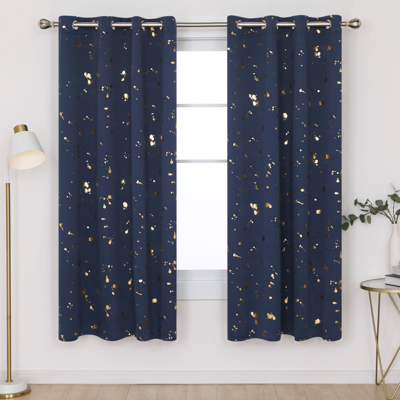 Paire de rideaux Girlie, L 52 po x L 54 po, Bleu marine