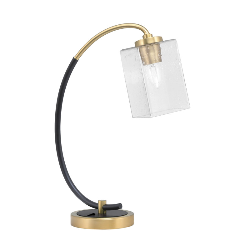 Lampe de bureau en acier inoxydable Jariya, Noir mat / laiton, Transparent