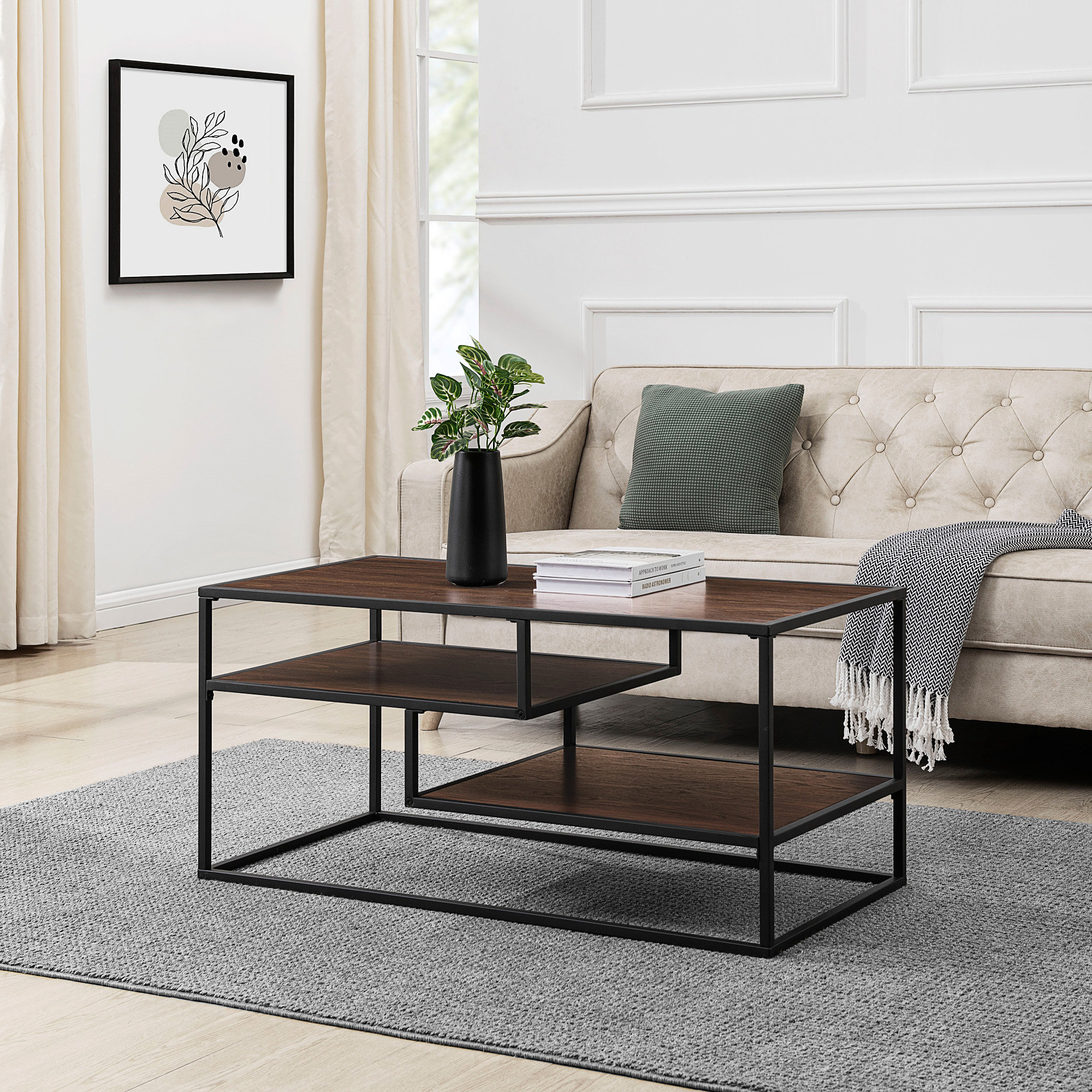 17 Stories Contemporary Two-Tone Metal Coffee Table | Wayfair