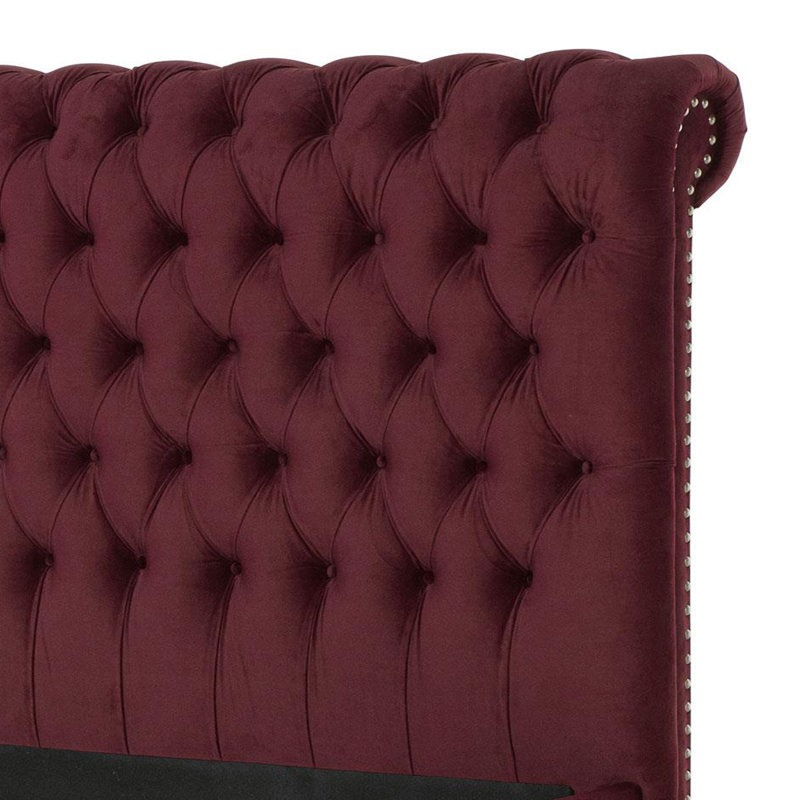 Lit double tapissier 57 po rouge vin, Grand
