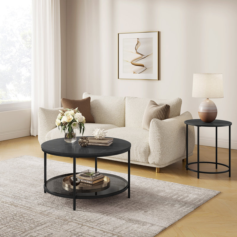 Inouye Coffee Table with Storage, Black, Black
