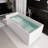 RetroEdge 63"×28" Freestanding Square Solid Surface Stone Bathtub,  15.2" Deep Soaking Tub with Overflow, Pop-up Drain And Anti-slip Base