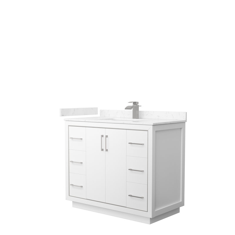 Icon 42'' W Single Vanity, Carrara, Dark Blue, Brushed Nickel