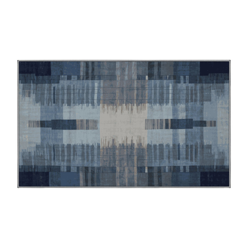Machine Washable Gray Area Rug, Rectangle 4' x  6'