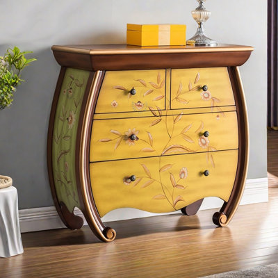 Vintage Painted 4 Drawer Wooden Accent Chest